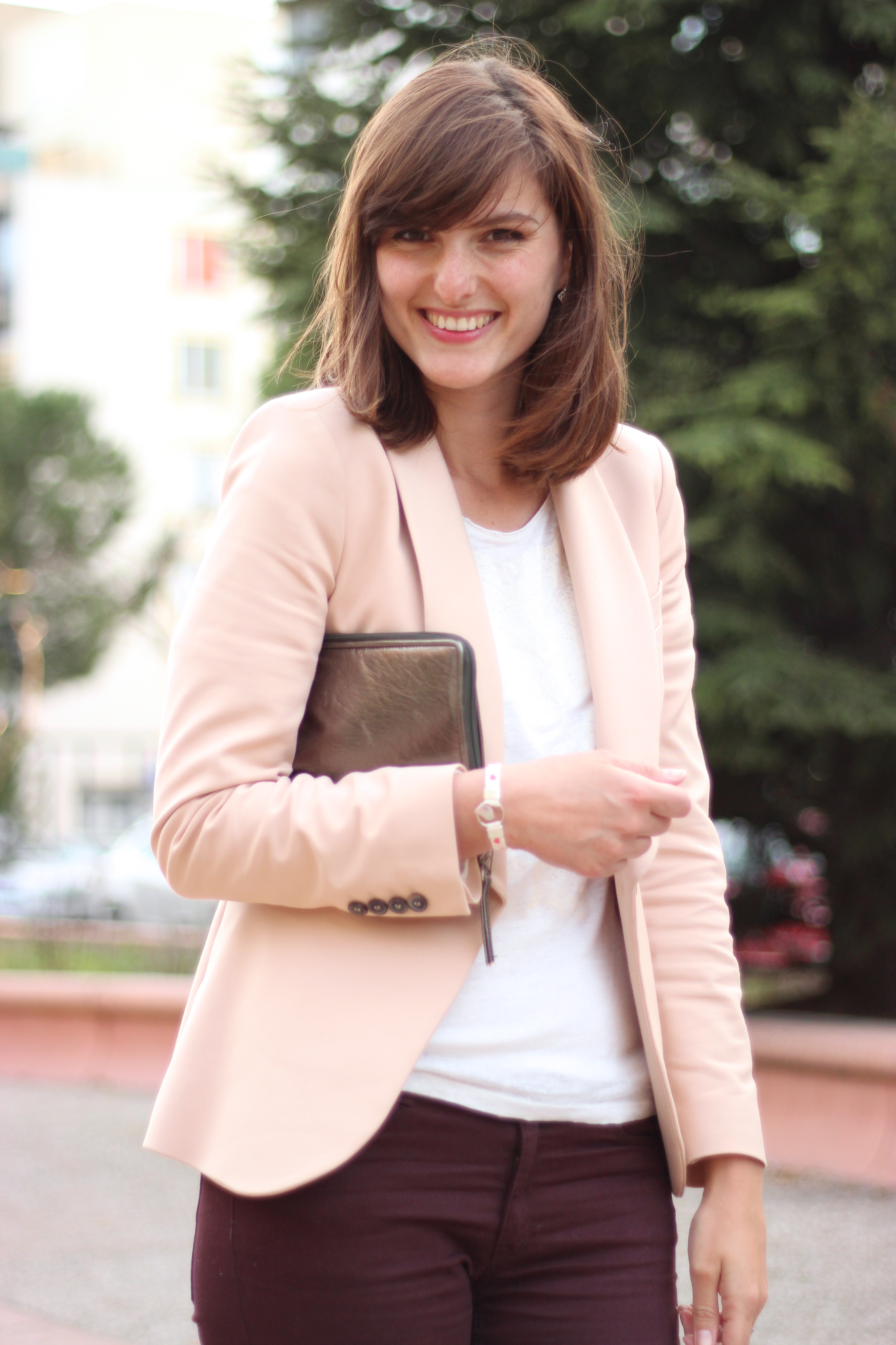 Rose Elegante Poudre Manches veste Venca Longues Femme Blazer 5wqEIxPUI